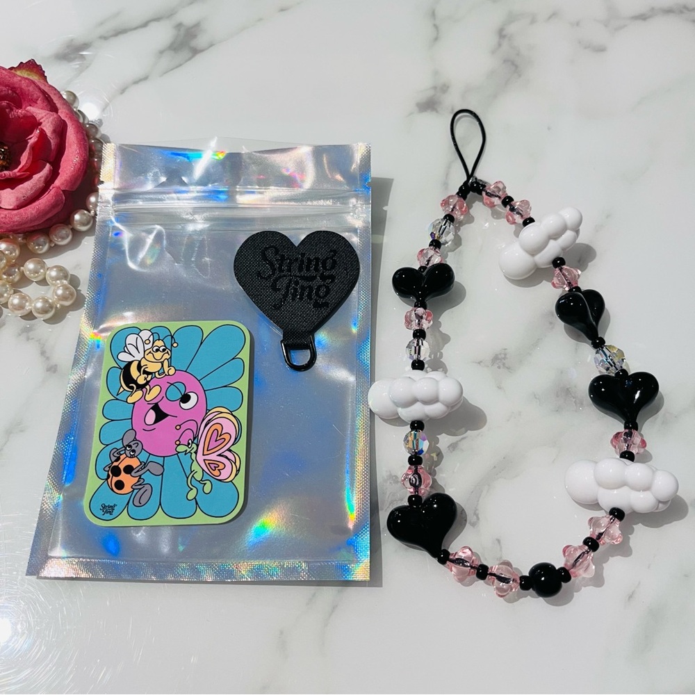 STRING TING OSAKA KAWAII WRISTLET PHONE STRAP + STRAP HEART CARD